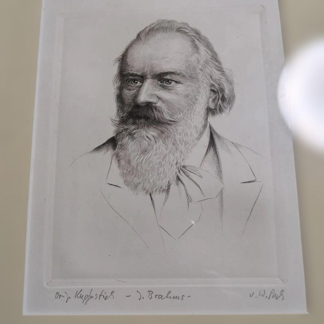 J. Brahms肖像、W. Pech署名入版画 1940年頃