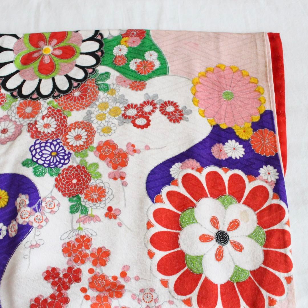 七五三 7歳 女の子 子供 アンティーク ピンク 正絹 着物 帯 セット