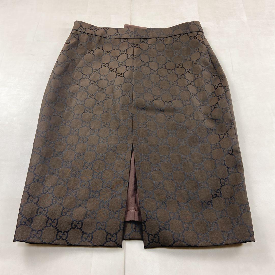 極美品 GUCCI GG柄 モノグラム スカート フロントポケット 40 L