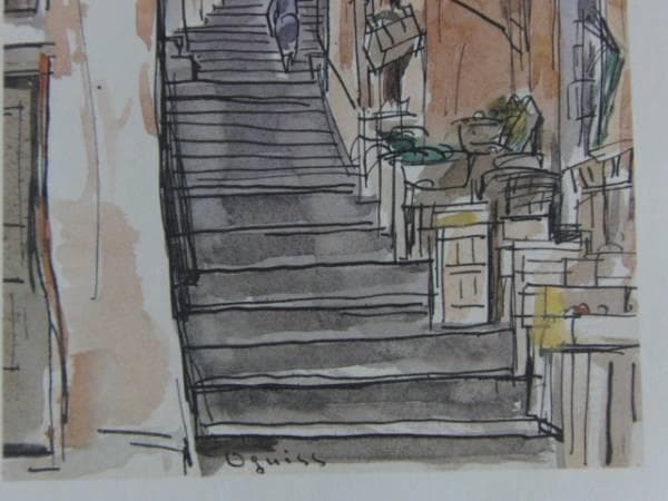 【荻須 高徳/0guiss】 素描、版上サイン入り、希少、新品額装付33