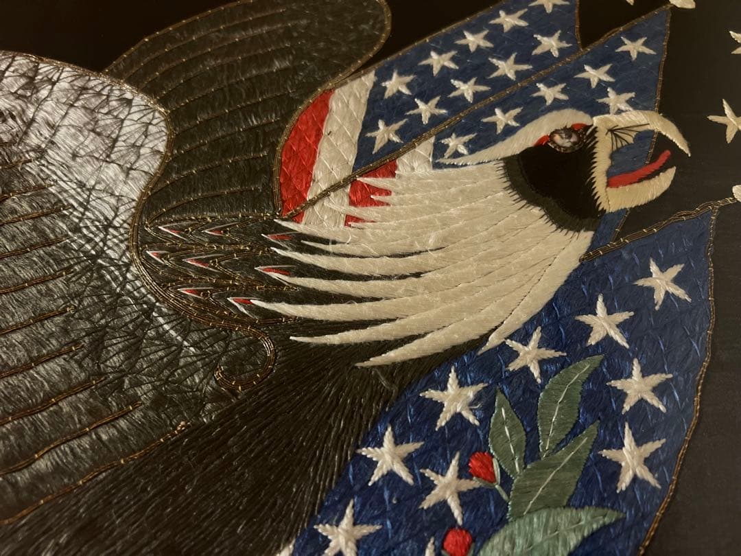 超稀少】36星旗！スカジャンのルーツ 鷲と星条旗の額装刺繍
