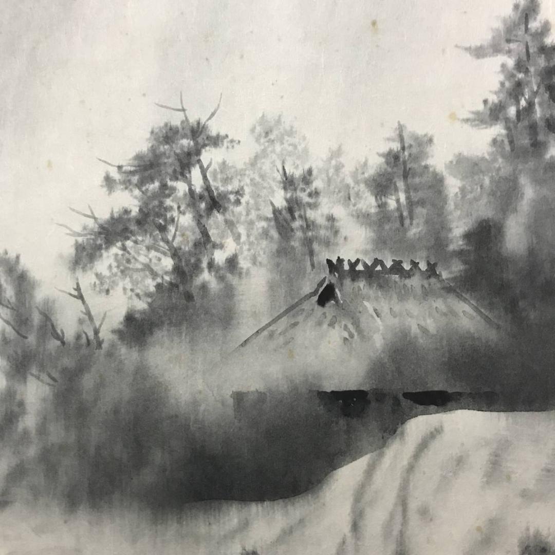 【真作】羽多埜貞史/山水図/掛軸/名家伝来/AB-814