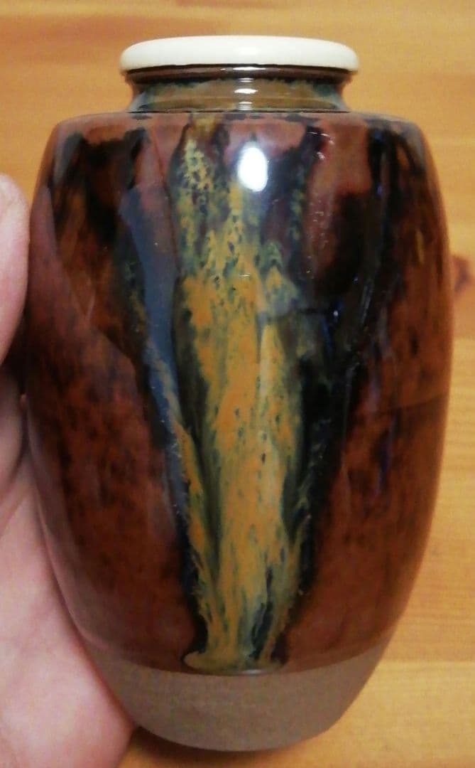 鬼丸雪山作 高取焼 茶入 共箱 仕服付 茶道具