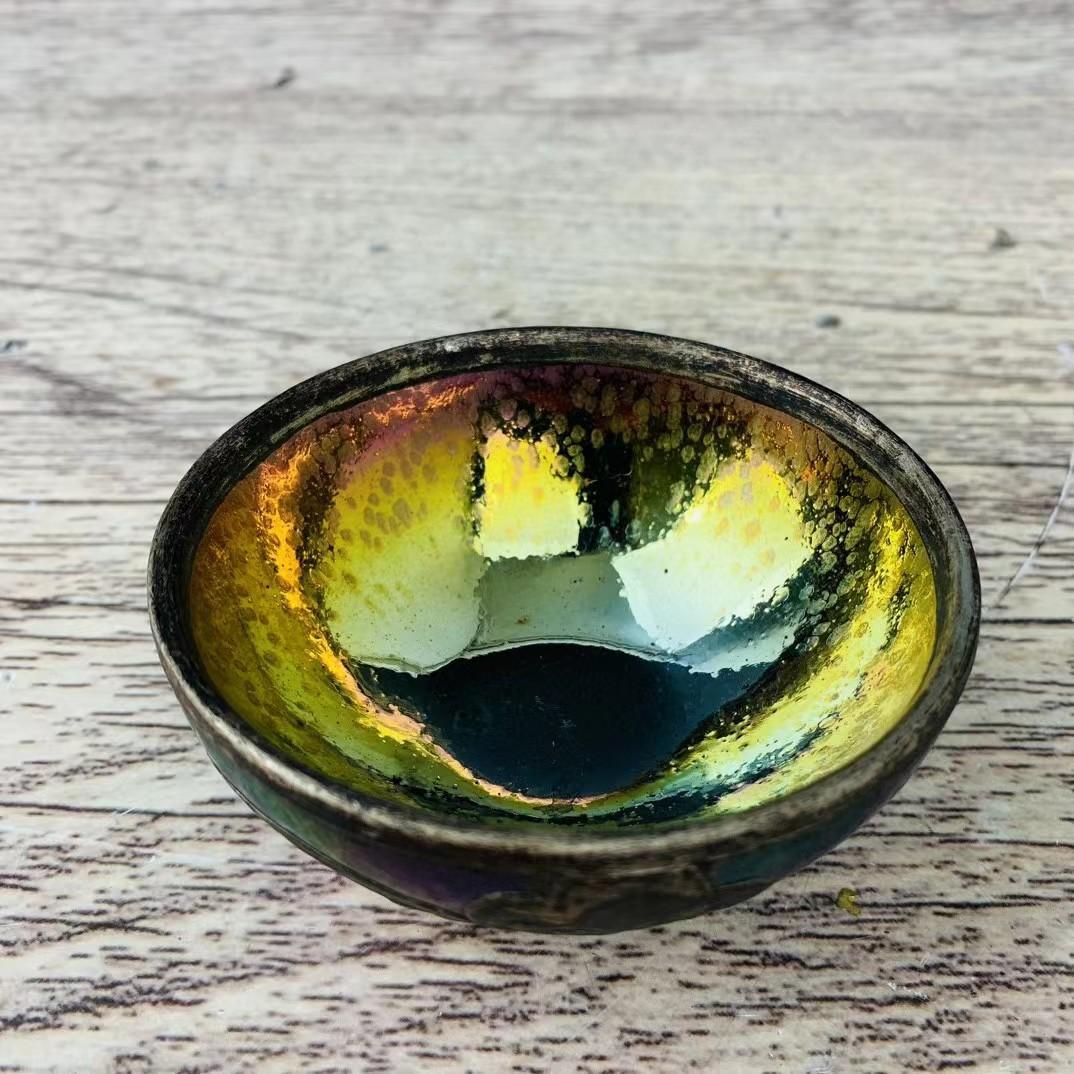 中国古美術・旧蔵の磁器・建窯七彩油滴包銀口盞・置物・書道品・茶道具