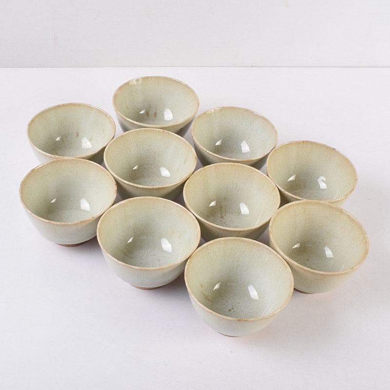 煎茶道具　萬古焼　陶華園造　煎茶碗　十客　共箱　C　R8908