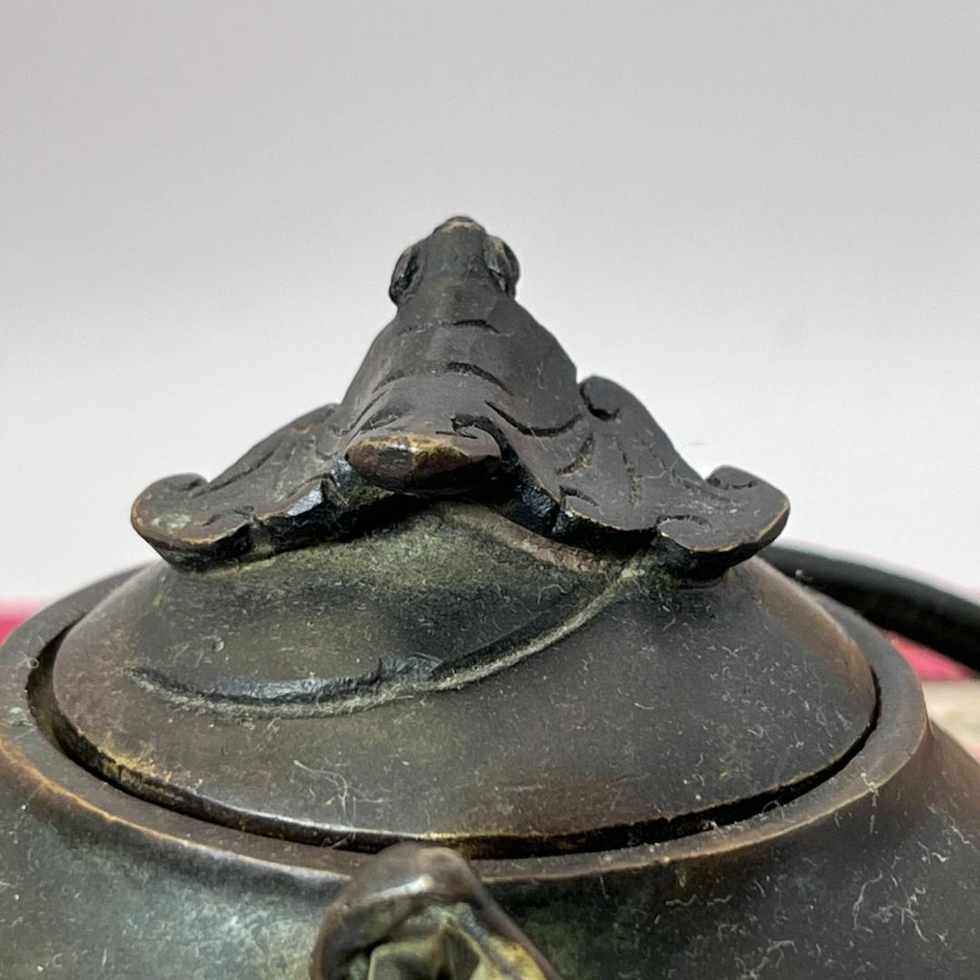 週末セール】上海骨董街 茶瓶 銅製 大明宣徳年製刻印あり 上海骨董