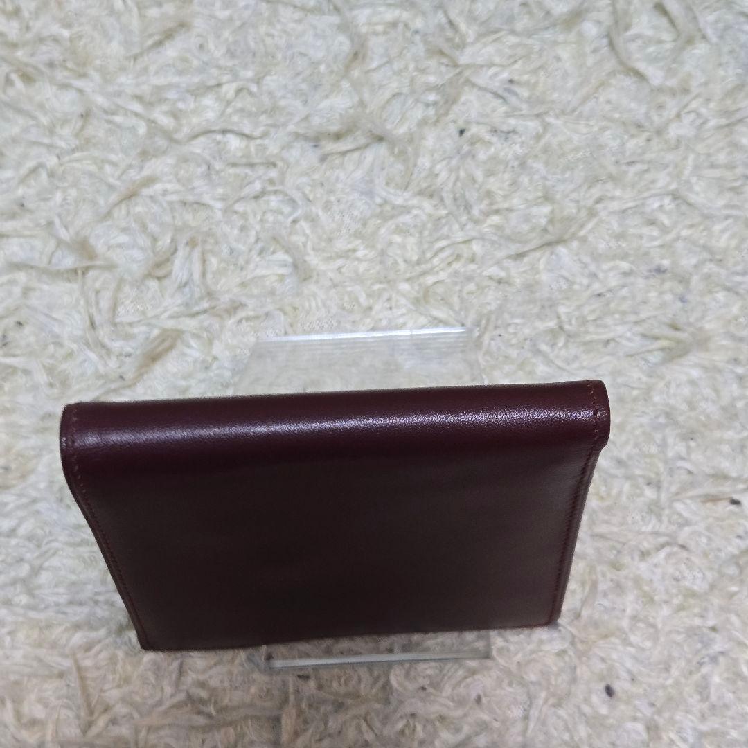 未使用 カルティエ マストライン 二つ折り 財布 レザー ボルドー