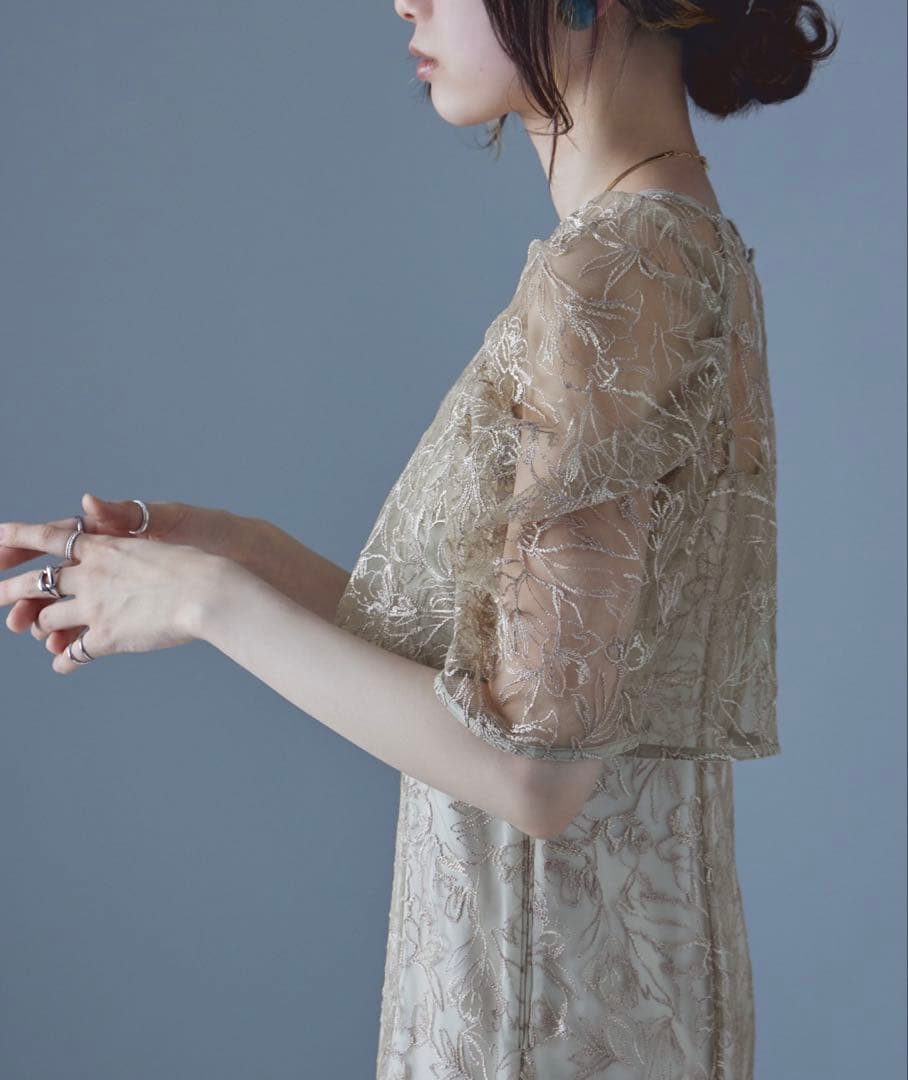 etoll. 刺繍レースレイヤードドレス