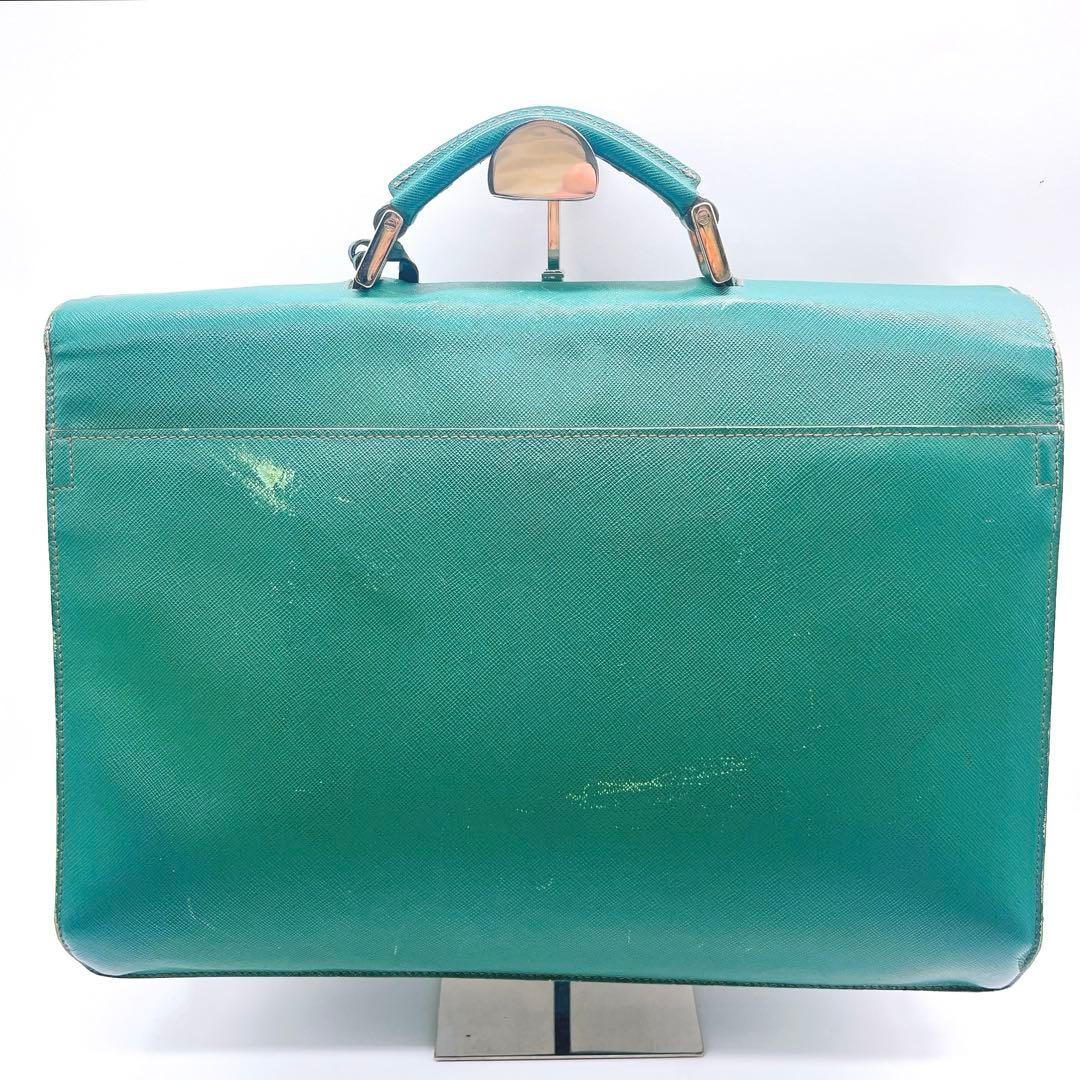 PRADA プラダ　メンズ　レザー　ビジネスバッグ　ブリーフケース　緑