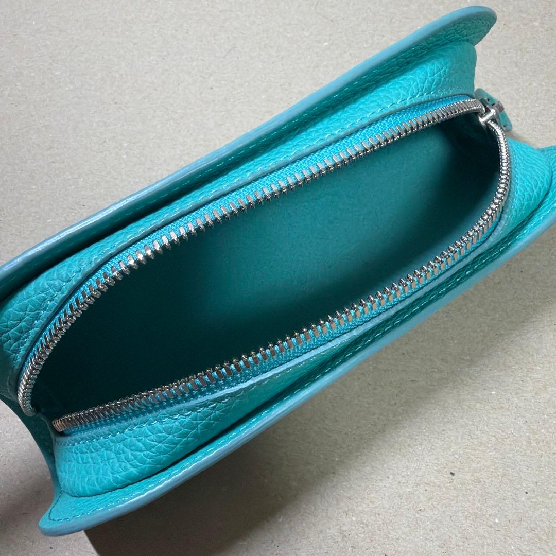 美品 ル・ボナー デブペンケース シュランケンカーフ ミント ペンケース 本革