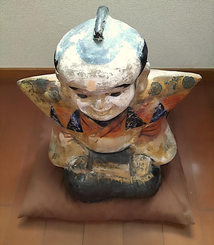 かなり古い大型「福助人形」 江戸時代？ 土人形 詳細不明