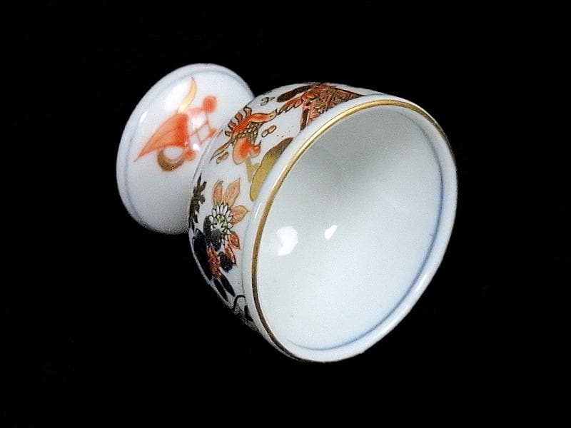 古伊万里 金襴手 花鳥紋に丁子の図 馬上盃 猪口 食前酒D060AS-