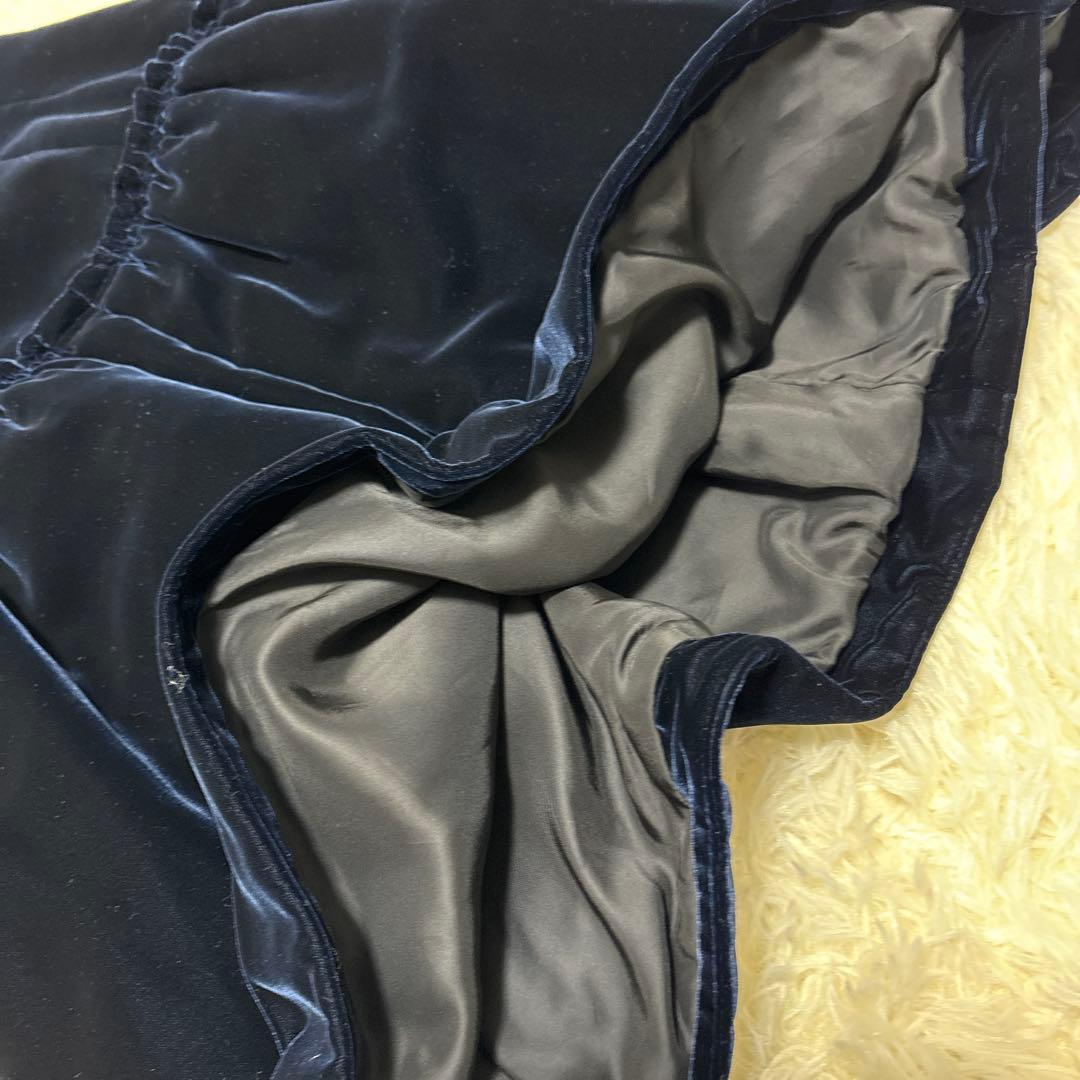 美品　Rene ネイビー ベルベット ノースリーブ ワンピース36 ドレス