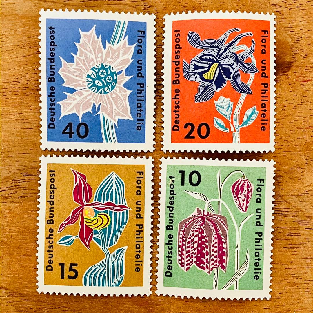海外 外国 ドイツの切手 未使用 レトロな花 4種 ヴィンテージ - メルカリ
