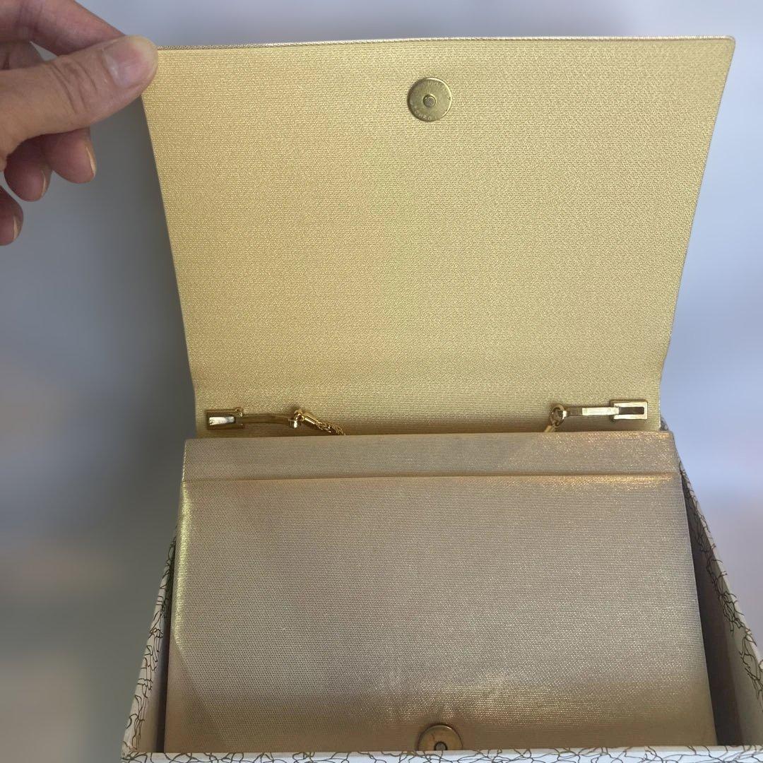 ミキモト　佐賀錦　ゴールドクラッチバッグ