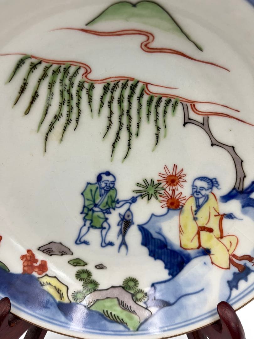 中国美術清時代仏像 置物 弥勒 粉彩 赤絵中皿ニュウあり