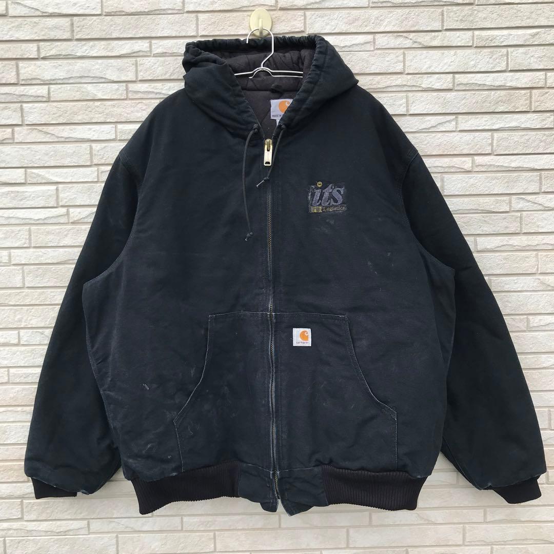 カーハートアクティブジャケットブラック企業ロゴ