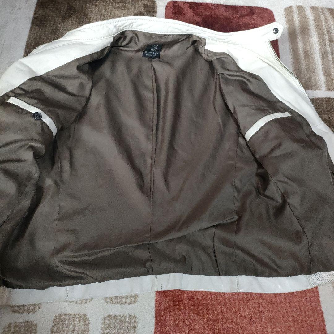 イタリアカラー ホワイトレザージャケット 本革