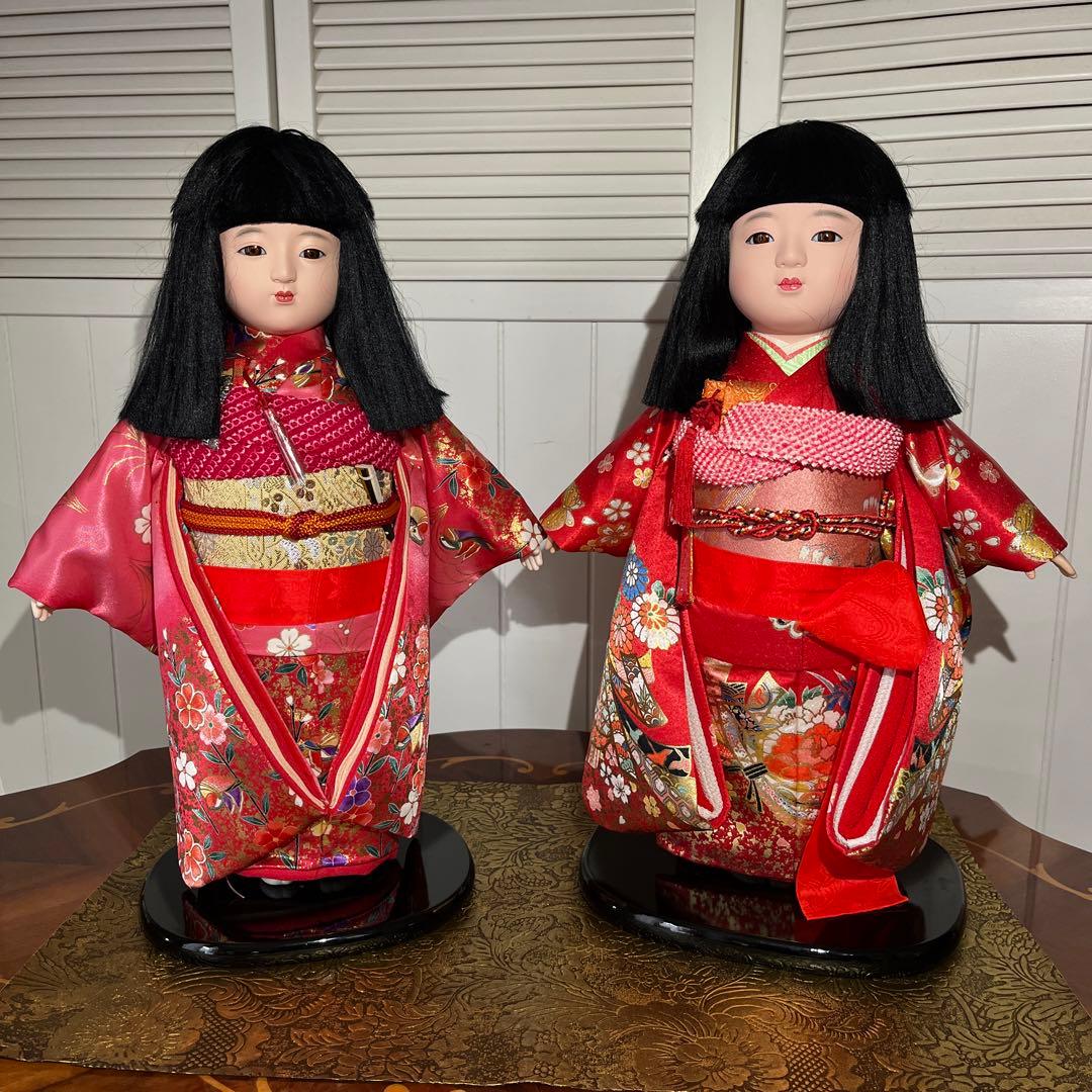美品】可愛い 市松人形 日本人形 2体13号 47cm