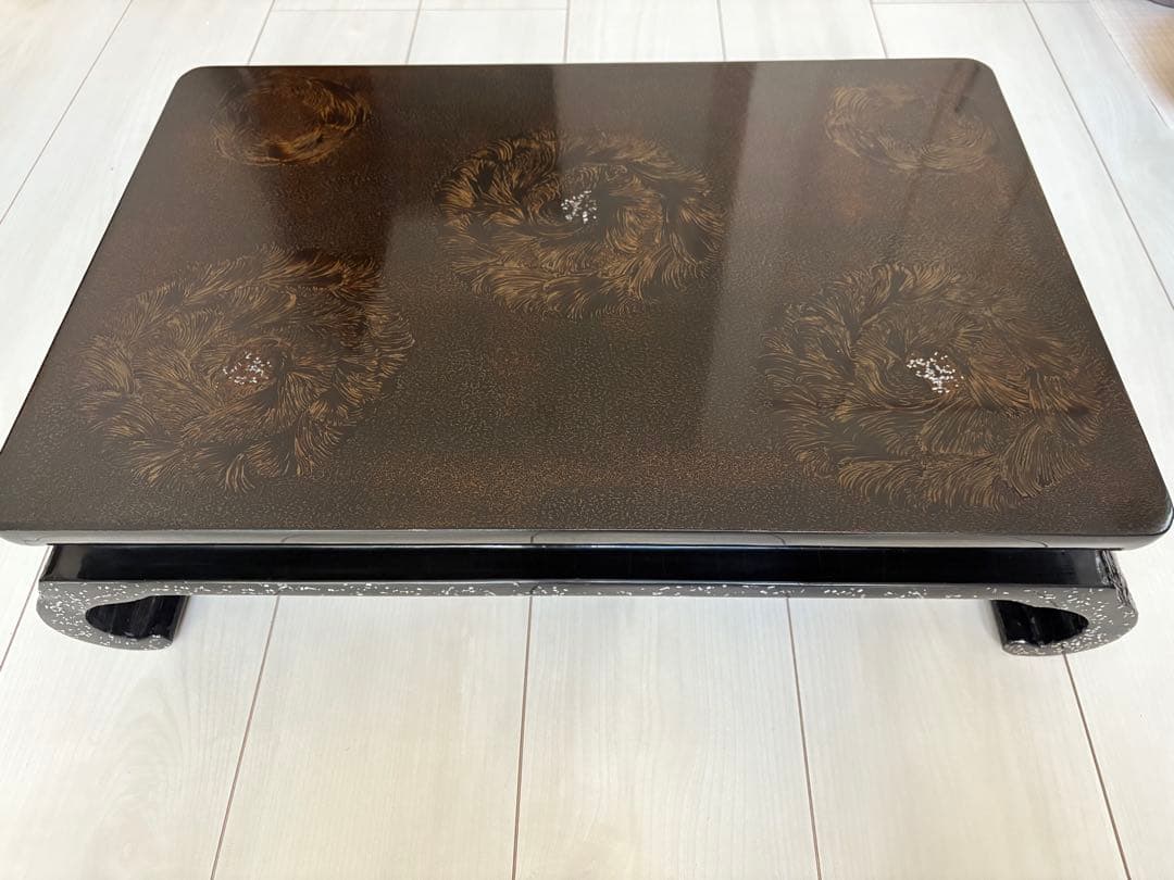 津軽塗？巻足螺鈿花台(大型)平卓 飾り台 盆栽台 花瓶・花台セット