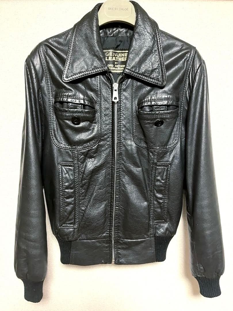 80sヴィンテージ リブレザージャケットリブジャンエディスリマンアーカイブ