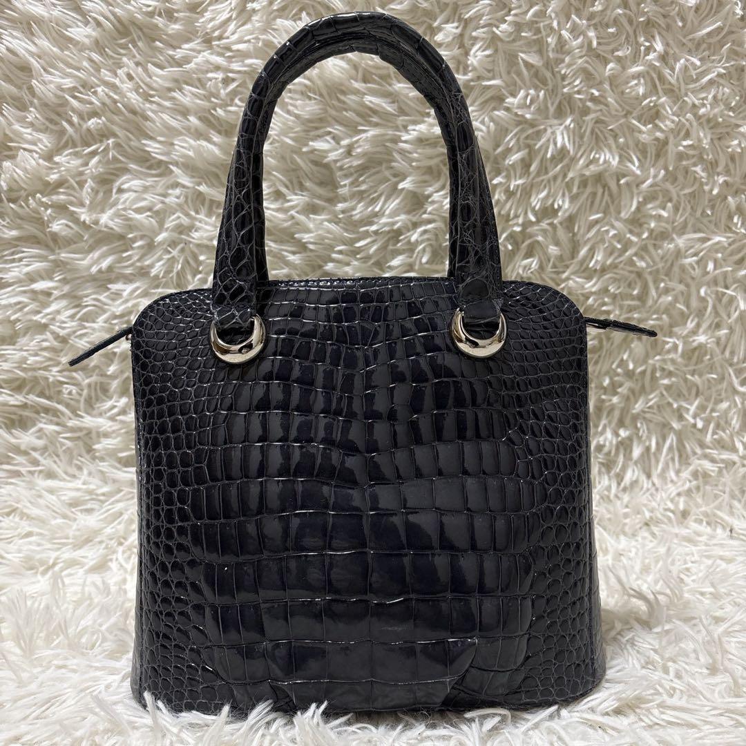 JRA シャイニングクロコ　フォーマル　ハンドバッグ　ブラック