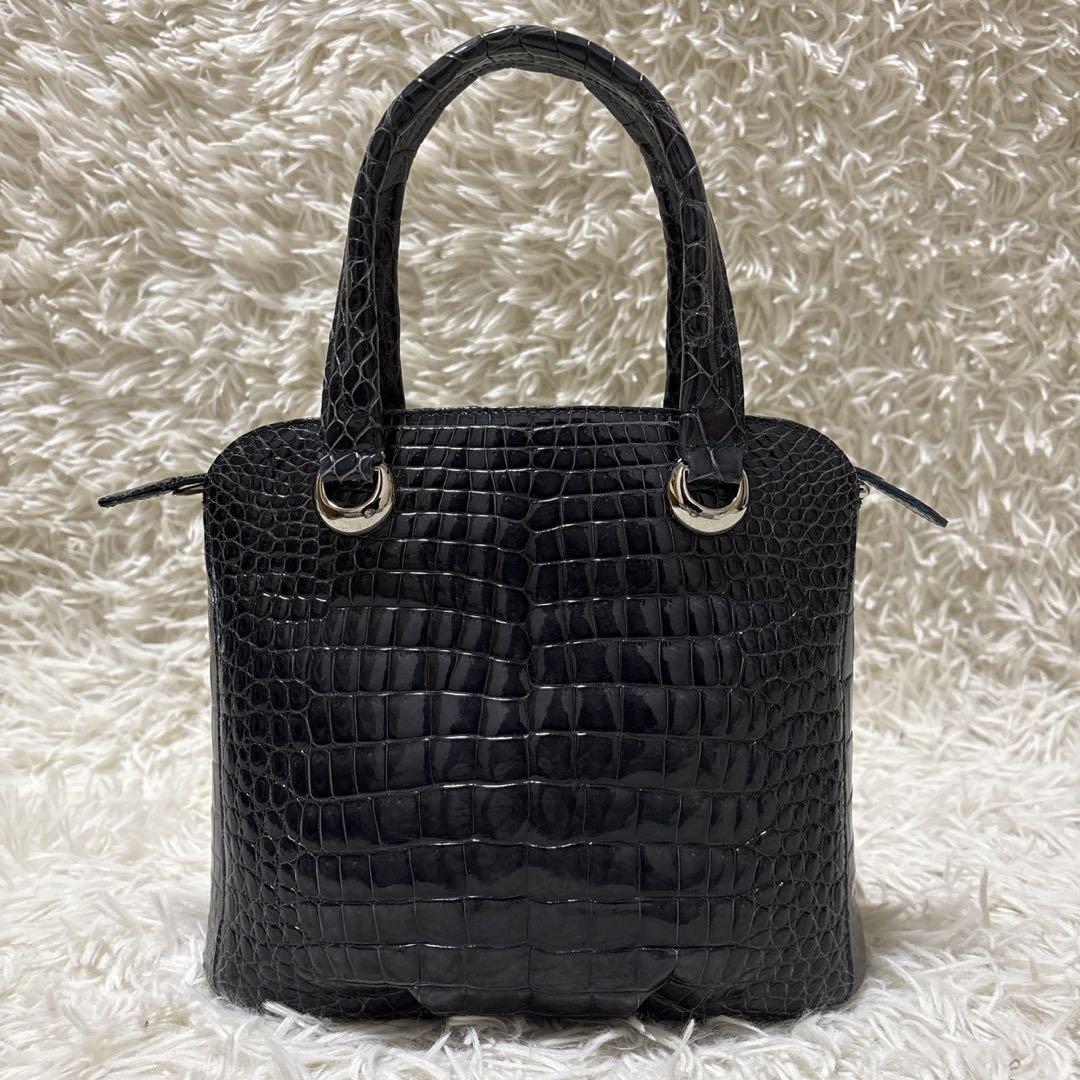 JRA シャイニングクロコ　フォーマル　ハンドバッグ　ブラック