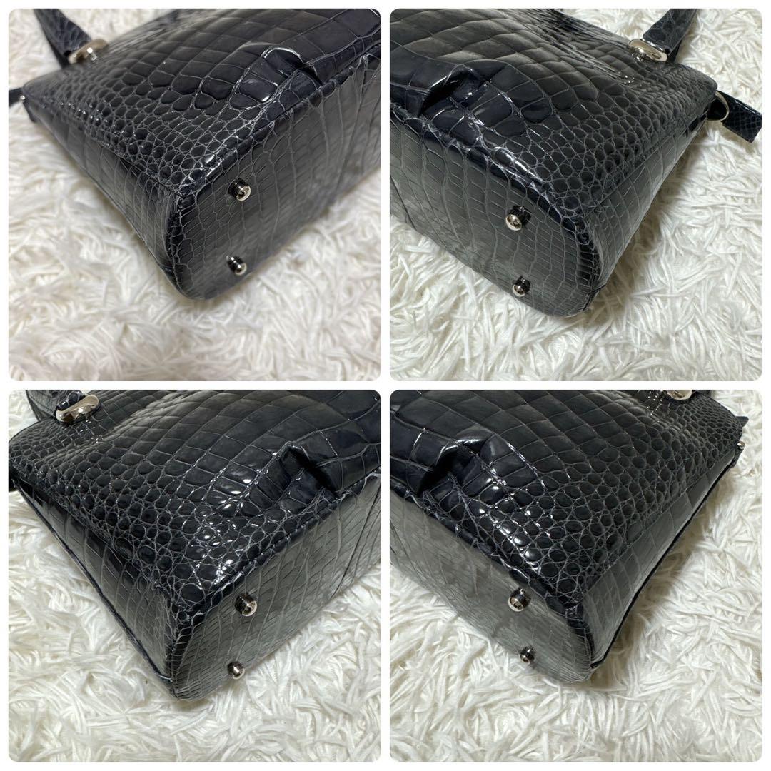 JRA シャイニングクロコ　フォーマル　ハンドバッグ　ブラック