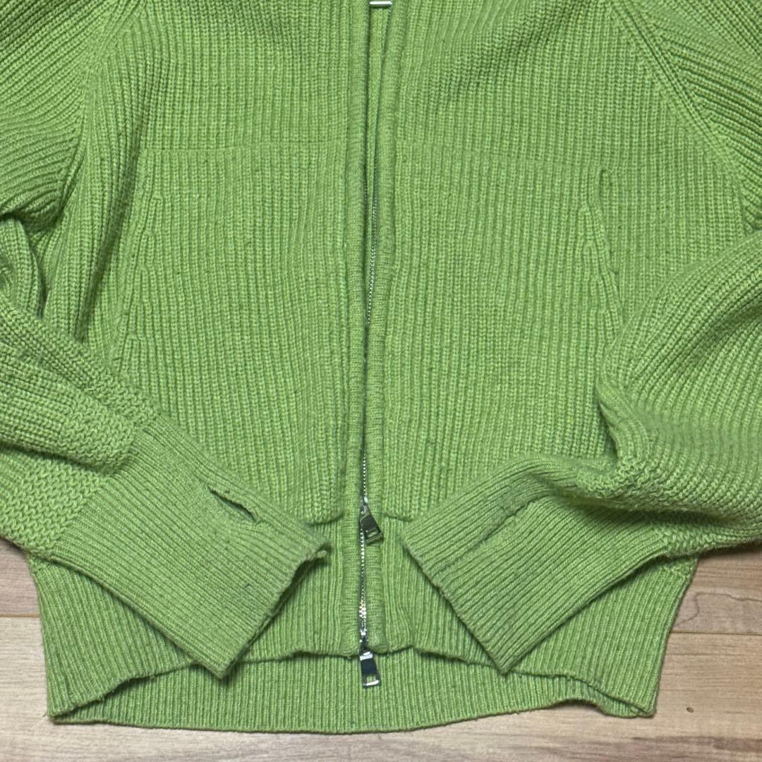 soerte ウールニットダブルジップフーディ グリーン