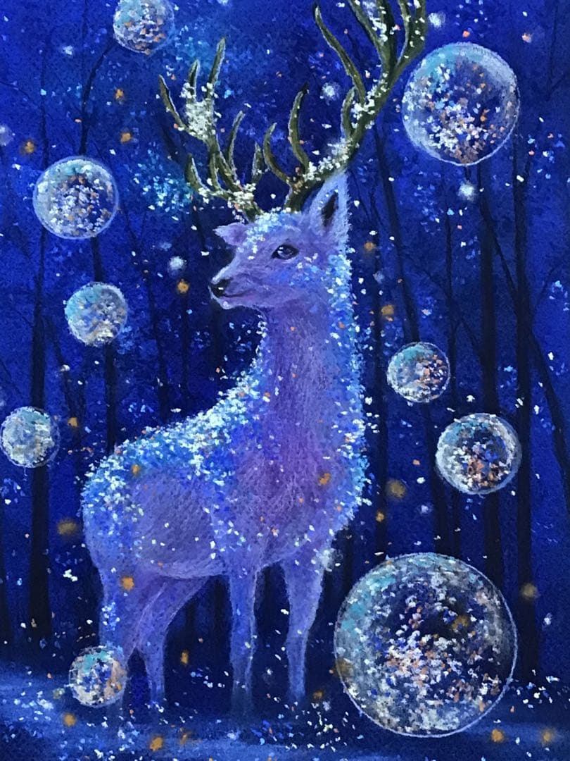 霧の森ハンドメイドパステル画絵画アート原画