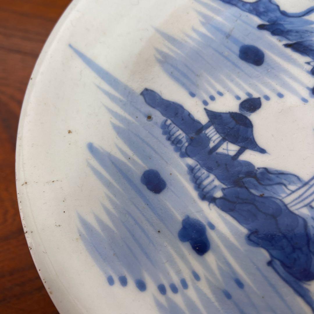 清朝新渡染付青花山水の図中皿 唐物 中国美術 - メルカリ