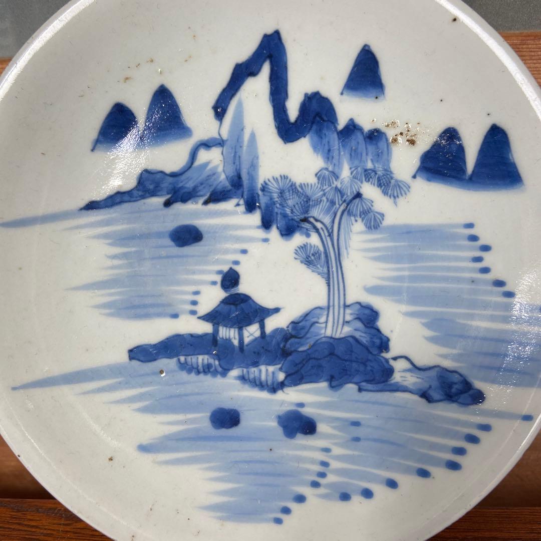 清朝新渡染付青花山水の図中皿 唐物 中国美術 - メルカリ