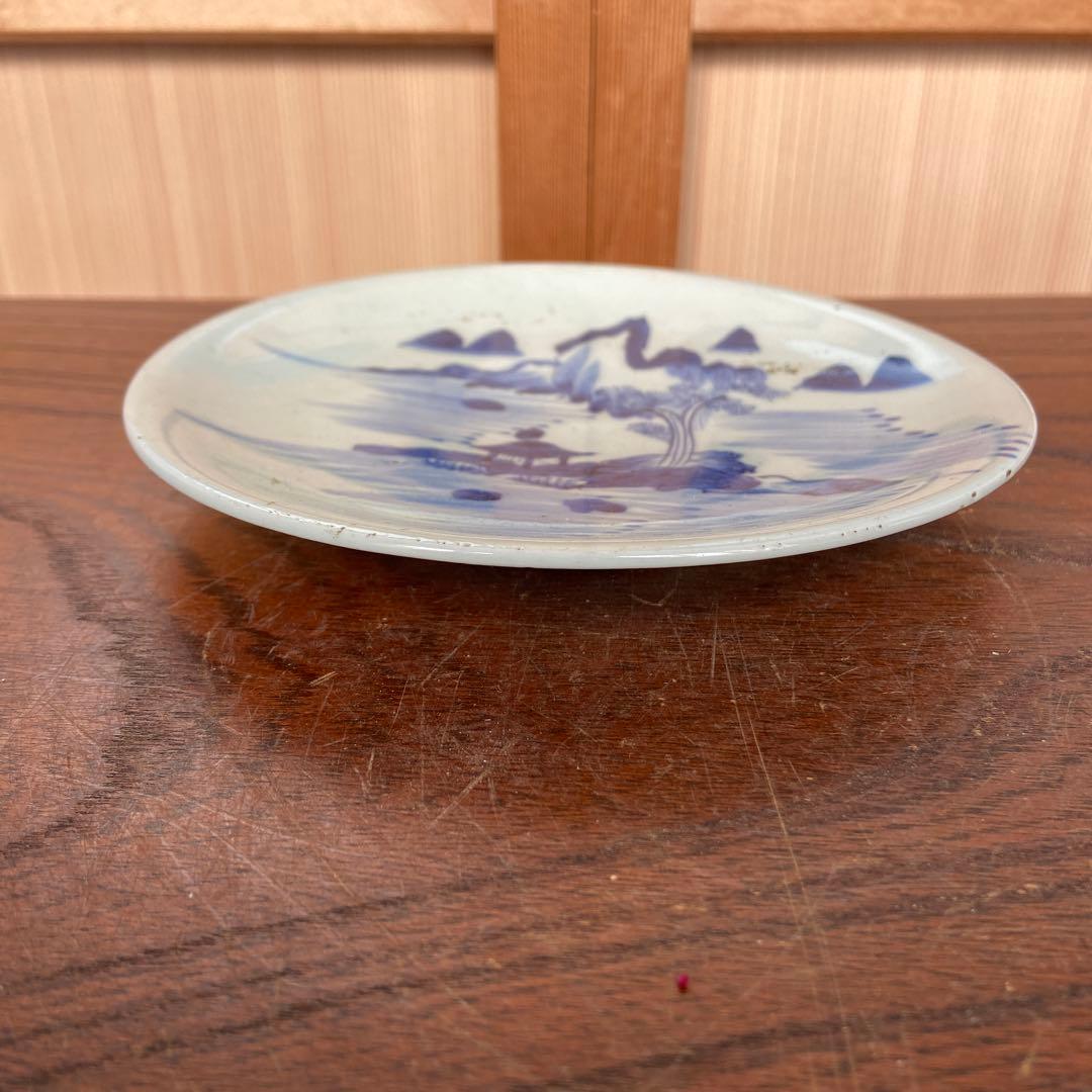 清朝新渡染付青花山水の図中皿 唐物 中国美術 - メルカリ