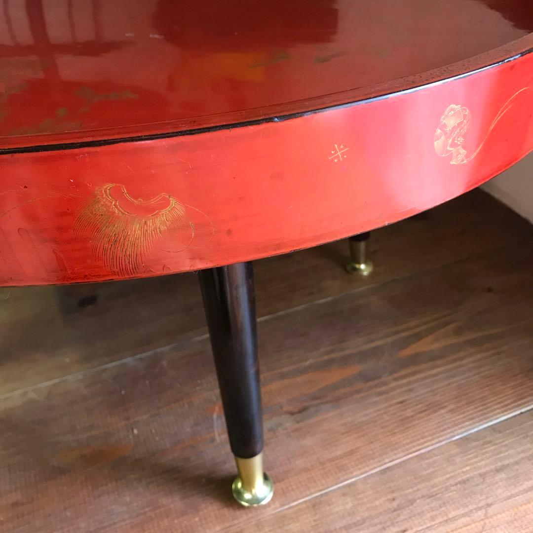 骨董 漆塗り 金彩 蒔絵 ちゃぶ台 飾り台 当時物 古道具 テーブル 脚