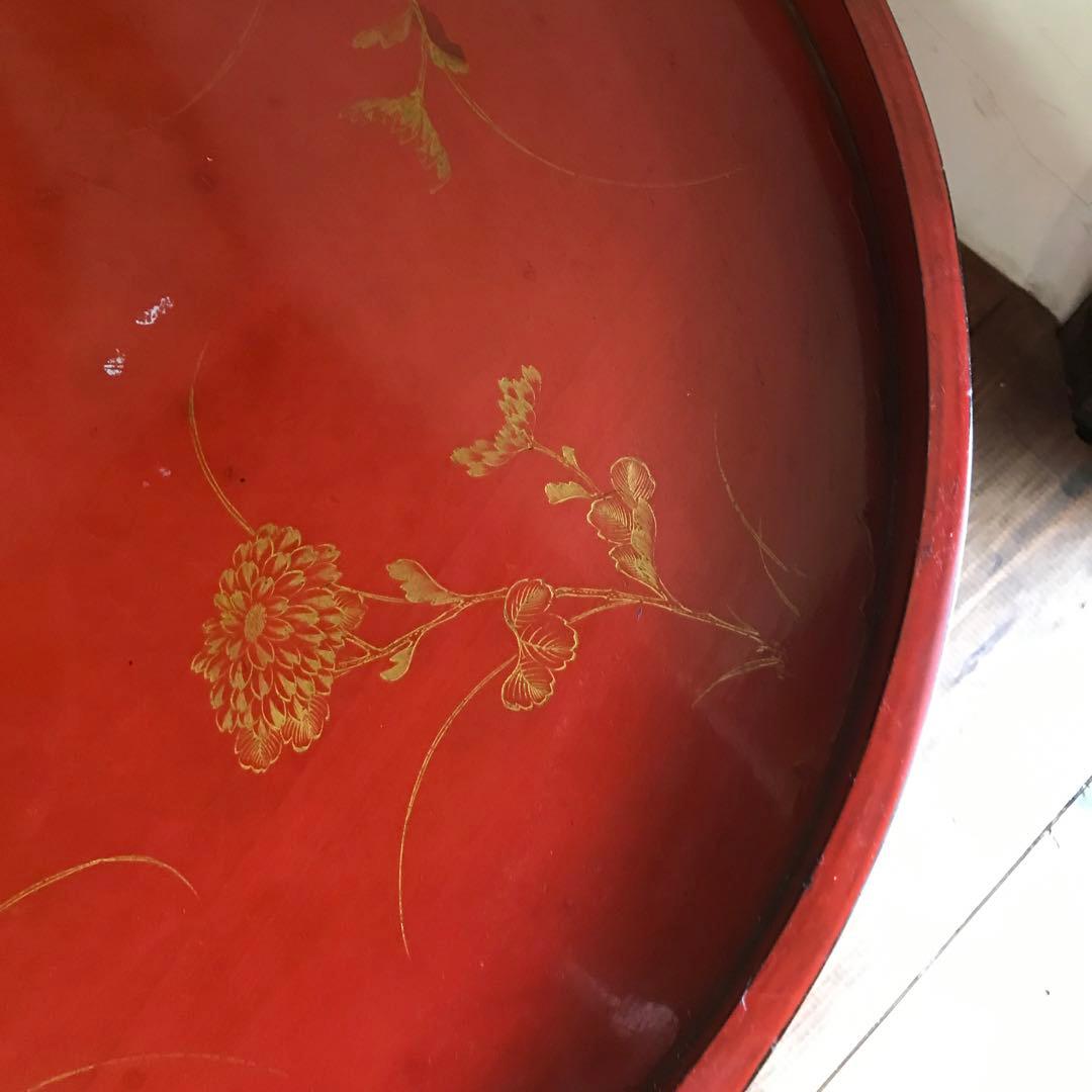 骨董 漆塗り 金彩 蒔絵 ちゃぶ台 飾り台 当時物 古道具 テーブル 脚