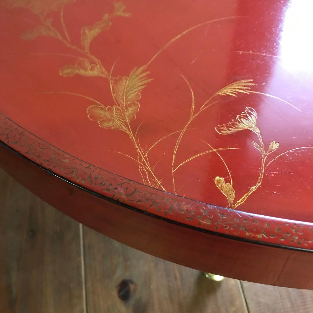 骨董 漆塗り 金彩 蒔絵 ちゃぶ台 飾り台 当時物 古道具 テーブル 脚