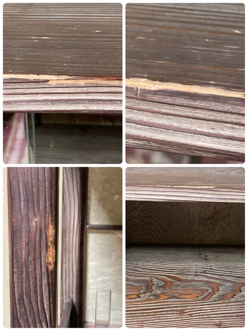 神代杉】 骨董 アンティーク 飾り棚 茶箪笥 水屋 古民具 天板一枚板