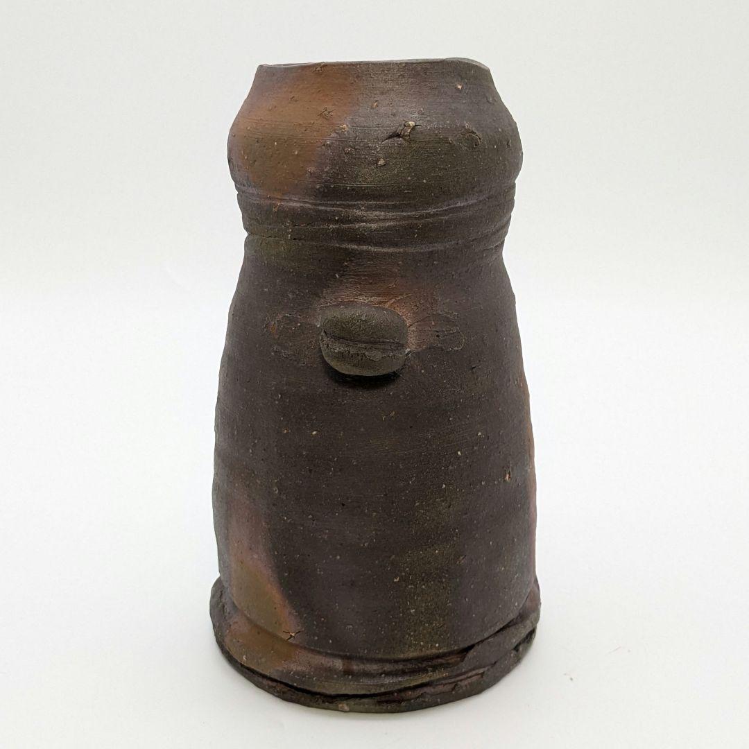 岡山県重要無形文化財 金重晃介 備前焼 耳付花入 共箱 花瓶 花器 置物 茶道具