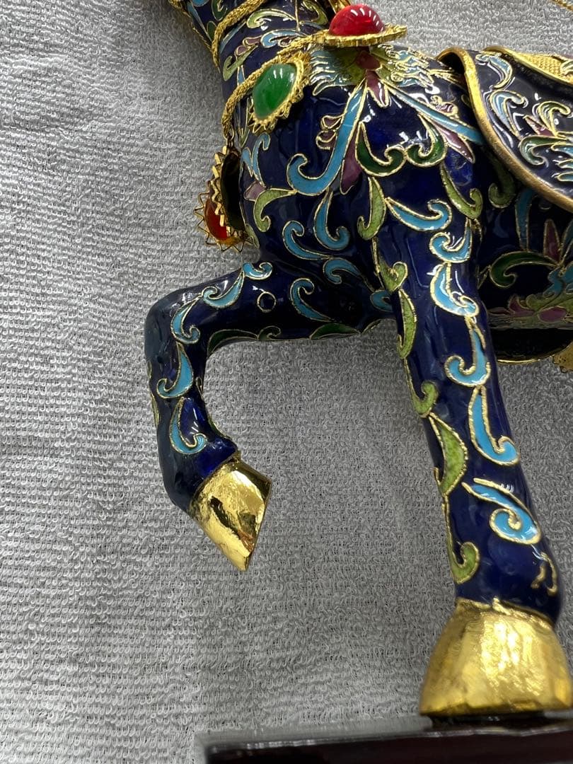 中国工芸 七宝焼 馬 金工細工馬置物 - メルカリ