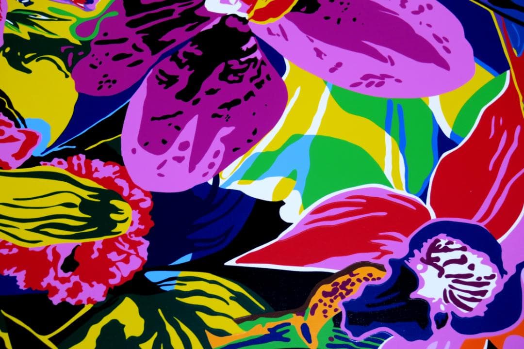 ヒロ・ヤマガタ】 オーキッド＆パロット シルクスクリーンシート 山形