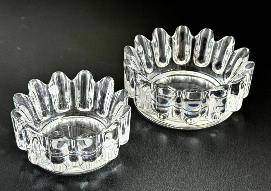 オレフォスクリスタルボウル 2個セット 1970年代 ガラス製花型ボウル オレフォスクリスタルボウル 2個セット 1970年代 ガラス製花型ボウル