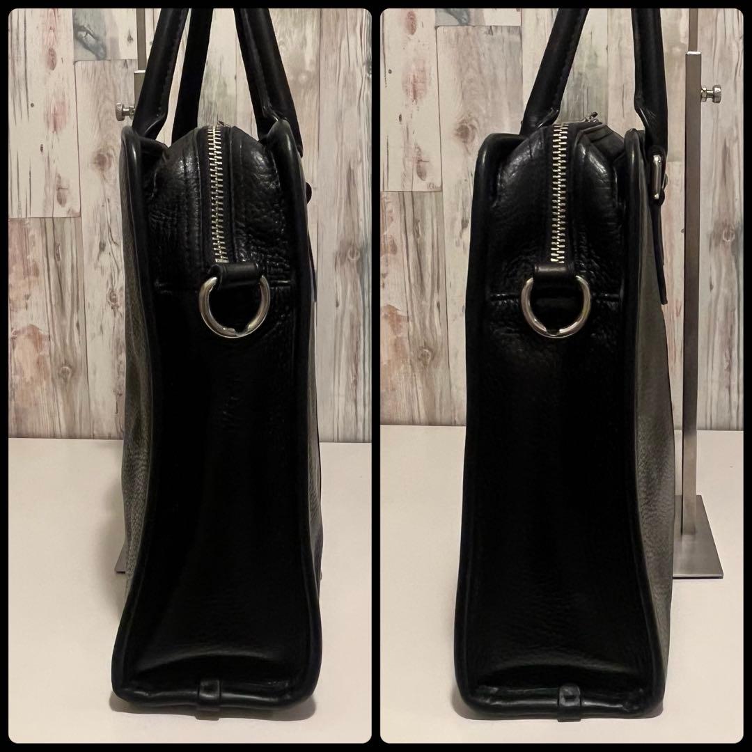 COACHコーチ ビジネスバッグ オールレザー 革 ブラック ストラップ付 黒