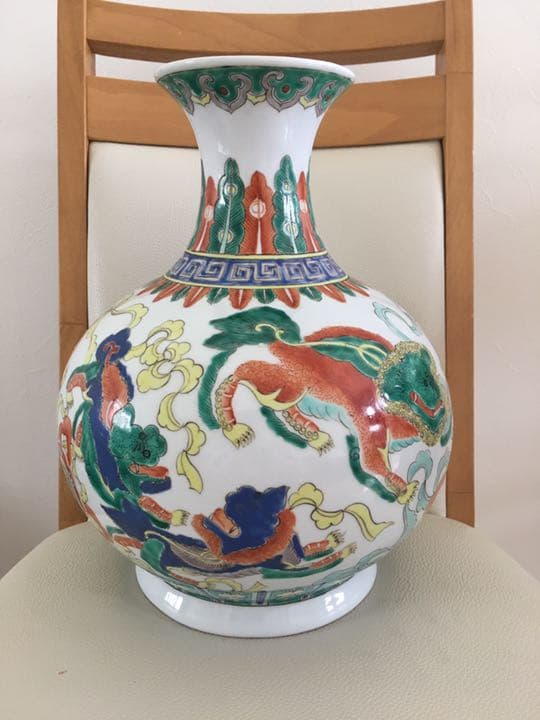 希少 花瓶 花生 唐物 中国美術  清時代 同治年製 色絵