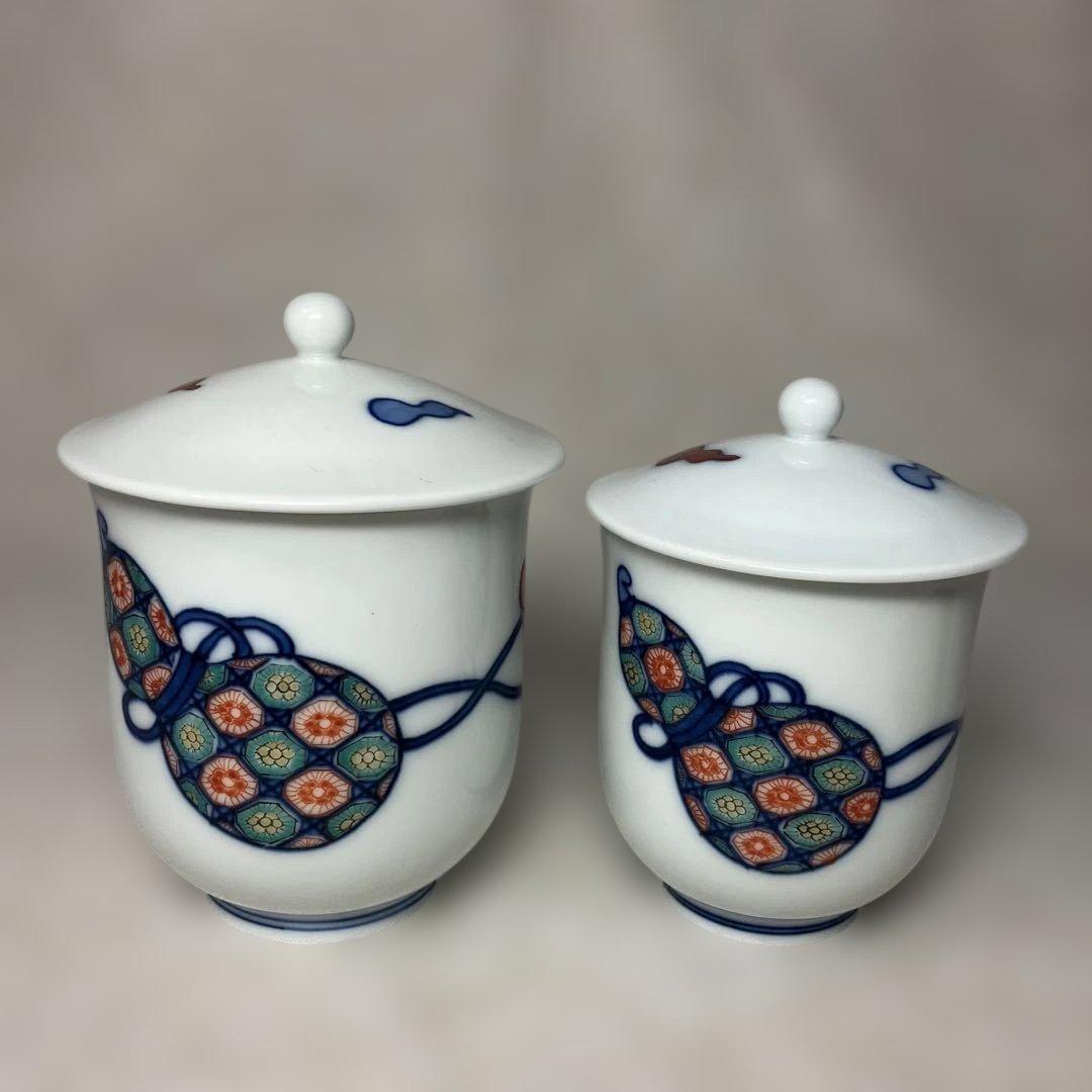 十四代 酒井田柿右衛門 染錦 瓢文 湯呑 共箱 - メルカリ