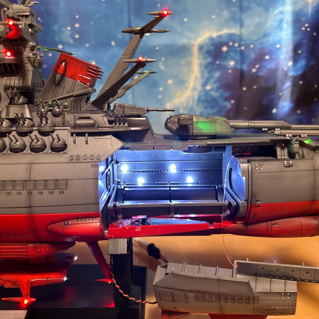 宇宙戦艦ヤマト 1/500フル電飾、墨入れ、つや消し塗装、完成品