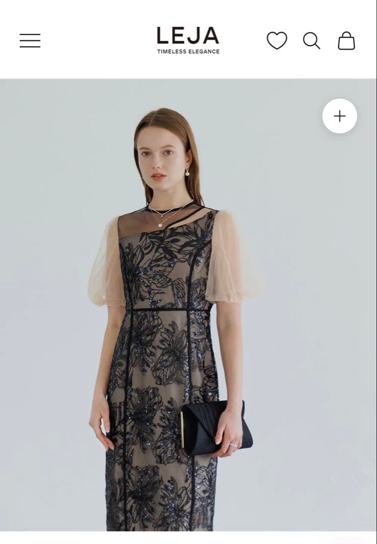 【Leja】アシンメトリーシアーフラワーワンピースドレス結婚式パーティー二次会