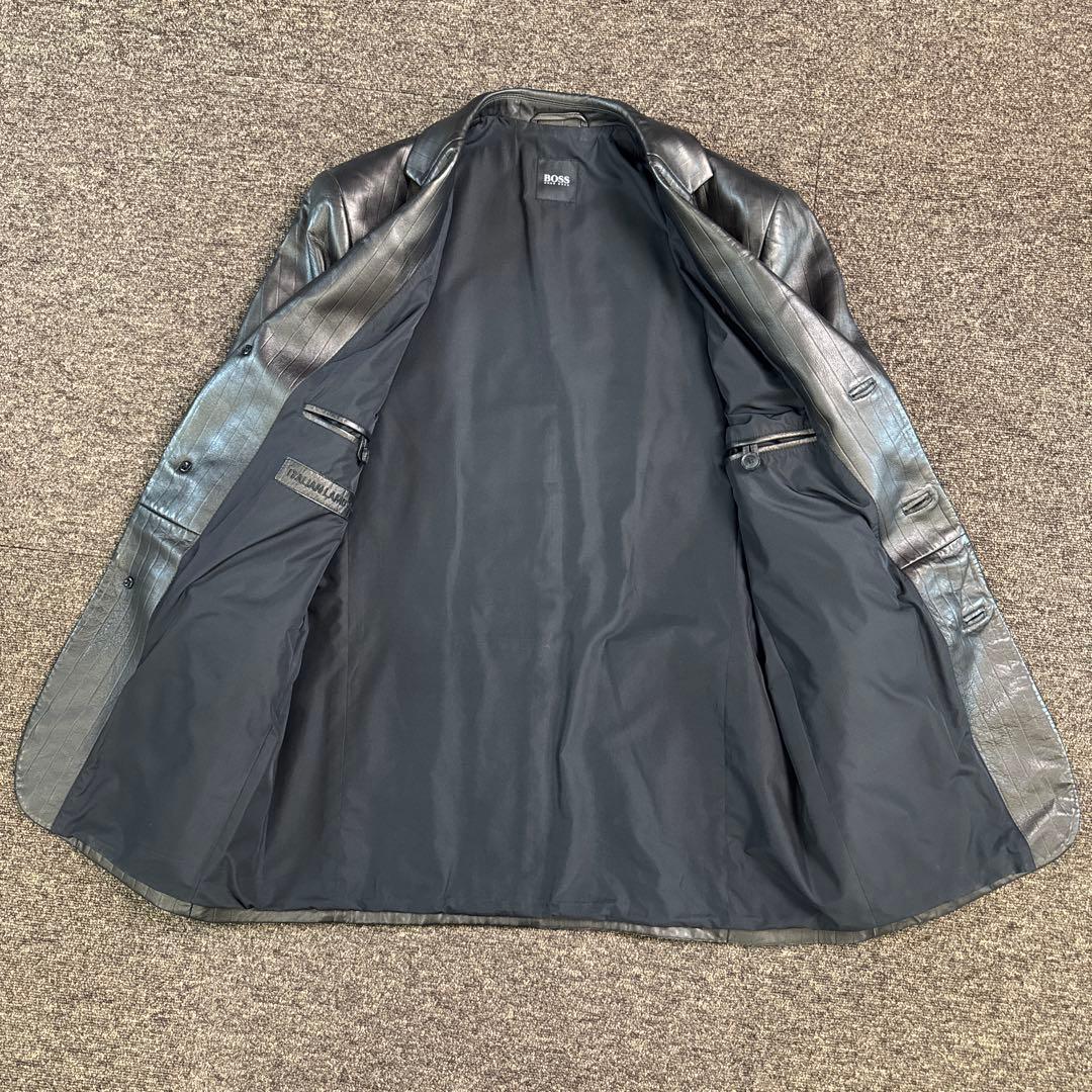 ヒューゴボス レザージャケット 羊革 ブラウン 光沢 48 - メルカリ