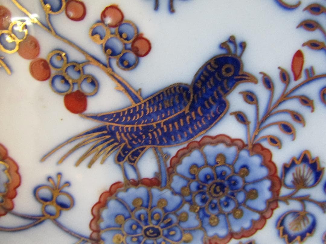 マイセン カラーオニオン アンティーク 花と鳥の装飾プレート 希少品