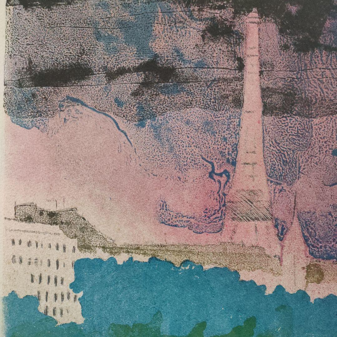 ポール・ギヤマンGUIRAMAND 大判リトグラフ『セーヌ河畔とエッフェル塔』