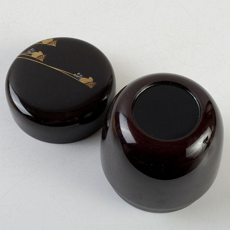 茶道具 蒔絵師 西村弘峰作 曳舟蒔絵 中棗 共箱 V 9343